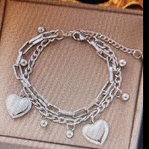 Antian accessories™ Silver-Tone Heart Charm Bracelet